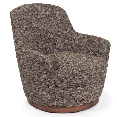 Heathered Black Brown Soft Tweed Swivel Chair - Three quarter view SU-1705-93-871885