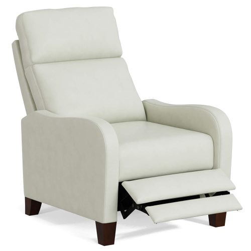 Dana Pushback Recliner shown in Pearl White - Three-quarter view in partial recline - SY-1005-86-9102-81