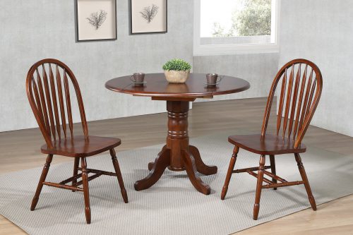 Andrews Dining 3-piece dining set - Round drop leaf table with two Arrow-back chairs finished in distressed chestnut dining room setting DLU-ADW4242-820-CT3PC