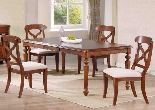 Andrews Dining - 5-piece dining set - Butterfly leaf dining table with four Napoleon chars finished in distressed chestnut dining room setting DLU-ADW4276-C12-CT5PC