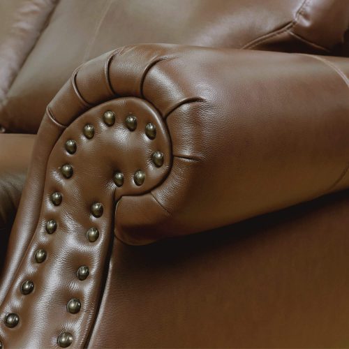 Charleston Collection in Chestnut. Detail of nailheads-SU-CR2130-86