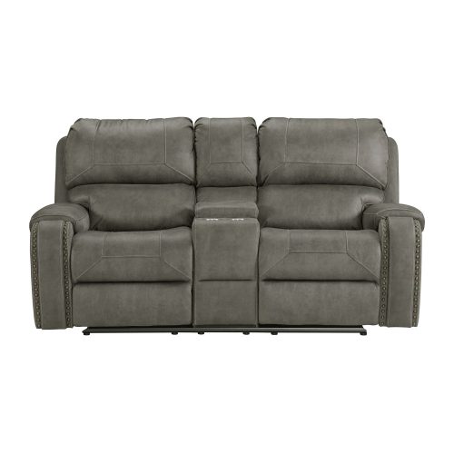 Calvin Motion Loveseat w Console in Gray - Front view SU-CL23004100-285