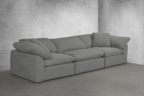 Cloud Puff Collection - Three Piece Sofa Sectional in Gray 391094 - Angle view in room setting-SU-1458-94-2C-1A