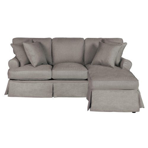 Horizon Slipcovered Collection - Sleeper Sofa with chaise on right - front view SU-117678-391094