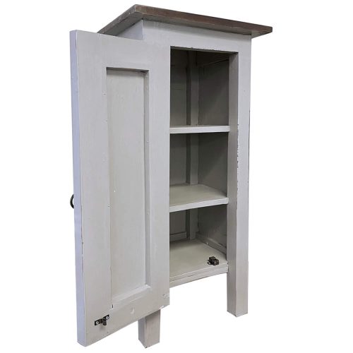 Shabby Chic Collection - Accent cabinet finished in antique gray - three-quarter view with door open CC-TAB1032LD-AGOJ