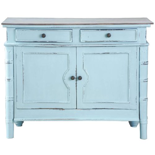 Shabby Chic Collection - Sideboard with drawers finished in beach blue - front view CC-CAB1296TLD-SBLW