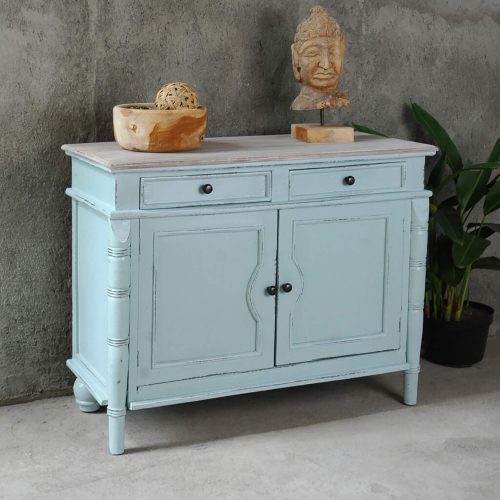 Shabby Chic Collection - Sideboard with drawers finished in beach blue - room setting CC-CAB1296TLD-SBLW