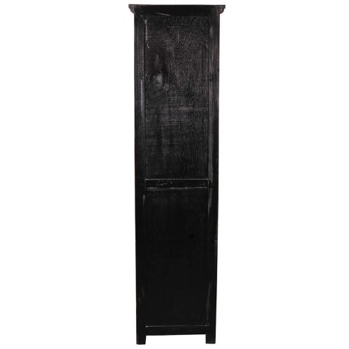 Shabby Chic Collection - Tall narrow cabinet with drawer and door - finished in distressed black - back view CC-CAB1924TLD-ABSV