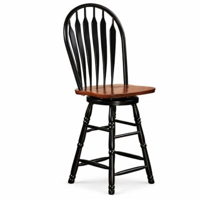 24″ Swivel Barstool in Antique Black & Cherry