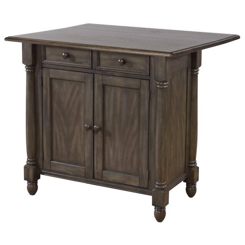 Shades of Gray Collection - kitchen island with drop leaf up - three-quarter view - DLU-KI-4222-AG