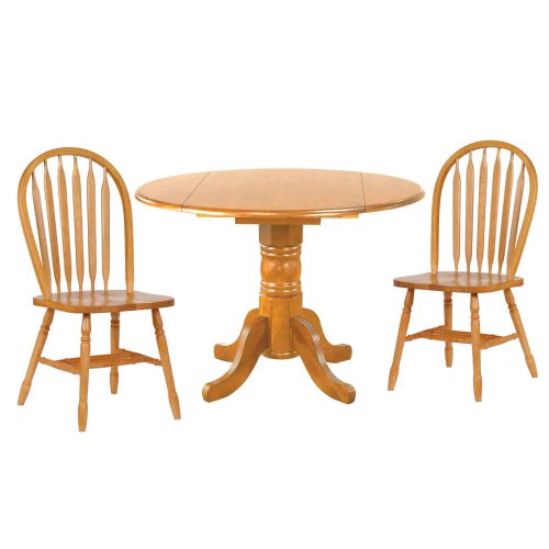 Oak Selections - 3-piece dining set - round drop leaf table and two arrow-back chairs - light-oak finish DLU-TPD4242-820-LO3PC