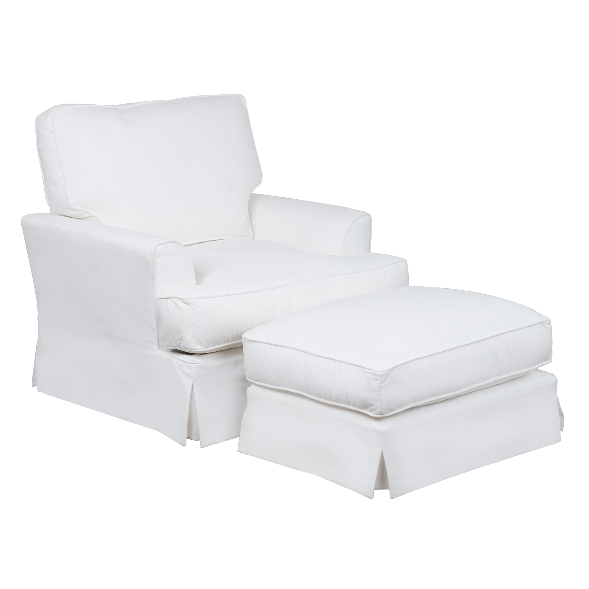 Ariana Slipcovered Chair W Ottoman Performance White Sunset Trading