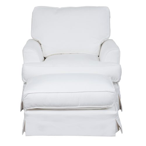 Slipcovered Chair with Ottoman – Performance White - Front view - SU-78320-30-81