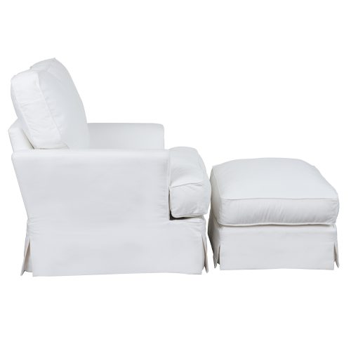 Slipcovered Chair with Ottoman – Performance White - Side view - SU-78320-30-81