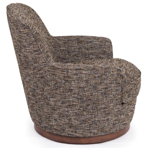 Heathered Black Brown Soft Tweed Swivel Chair - Side view SU-1705-93-871885