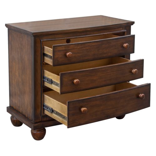 Nightstand with three drawers - Bahama Shutterwood - drawers open - CF-1136-0158