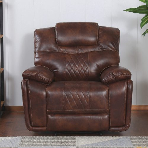 Diamond Power Reclining Collection - Reclining living room set in brown - Armchair-front living room view - SU-ZY5018A003-H246
