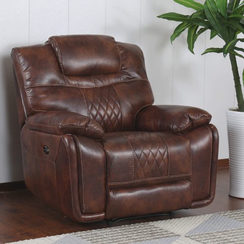 Diamond Power Reclining Collection - Reclining living room set in brown - Armchair- three-quarter living room view - SU-ZY5018A003-H246