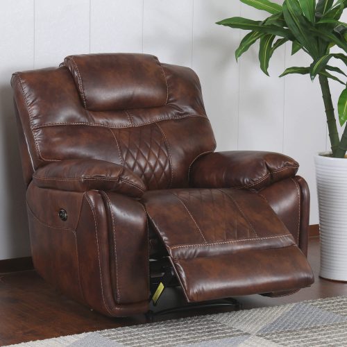 Diamond Power Reclining Collection - Reclining living room set in brown - Armchair- three-quarter living room view reclining - SU-ZY5018A003-H246