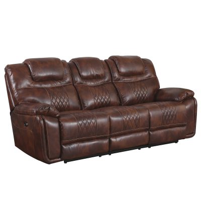 Diamond Power Reclining Collection - Reclining living room set in brown - Sofa- three-quarter view - SU-ZY5018A003-H246