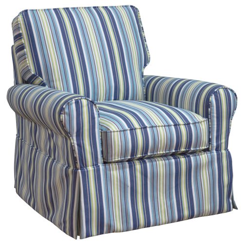Horizon Slipcovered Box Cushion - Swivel Rocking Chair - Beach Striped - three-quarter view - SU-114993-395245