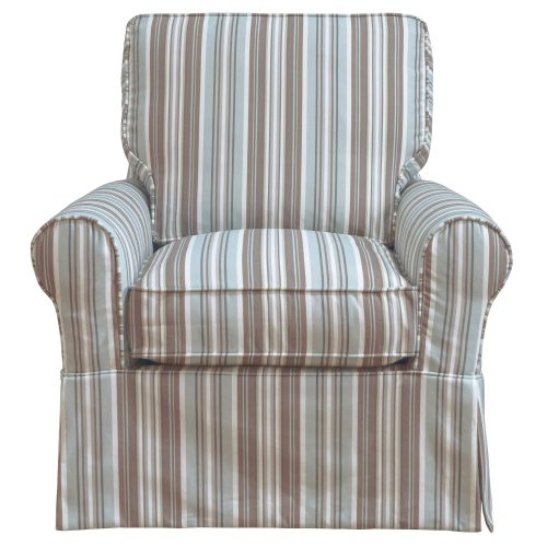 Horizon Slipcovered Box Cushion Swivel Rocking Chair - front view - Blue Striped - SU-114993-395225