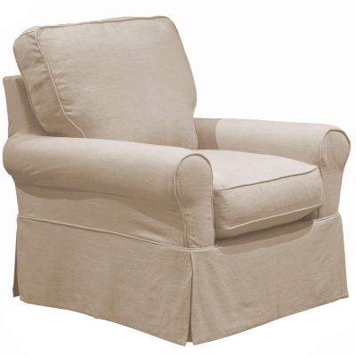 Horizon Slipcovered Swivel Rocking Chair - three-quarter view - U-114993-466082