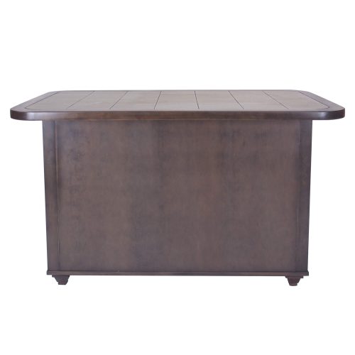 Kitchen island in Antique Gray finish with gray tile top - back view - CY-KITT02-AG