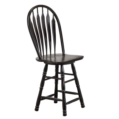 Kitchen island matching stool - Antique black finish - angled view - CY-KITT02-B24-AB3PC