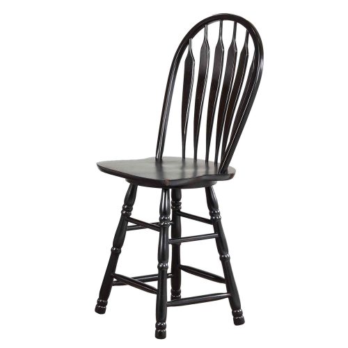 Kitchen island matching stool - Antique black finish - front view - CY-KITT02-B24-AB3PC