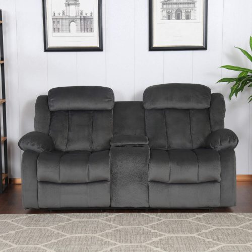 Madison Collection - Reclining loveseat shown in Charcoal - living room setting - front view SU-ZY550-206