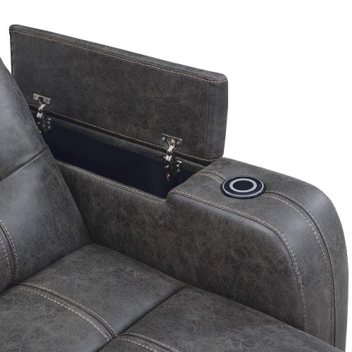 Power Reclining Chaise Lounge in Gray - arm compartment - SU-K1128045LS