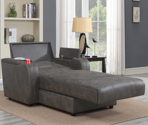 Power Reclining Chaise Lounge in Gray - living room setting sleep position - SU-K1128045LS