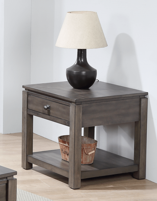 Shades of Gray Collection - End table with drawer and shelf - living room setting DLU-EL1602