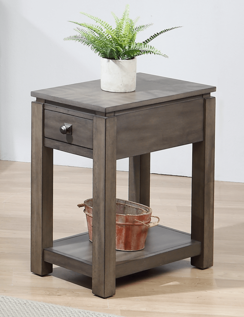 Shades of Gray Collection - Narrow End table with drawer and shelf - living room setting DLU-EL1603