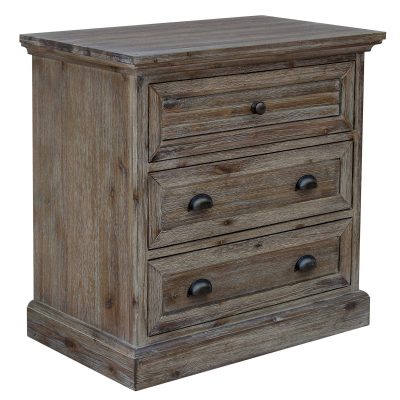 Solstice Gray Collection - Three drawer night table - Three-quarter view - CF-3036-0441