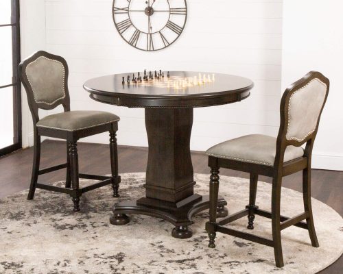 Vegas Collection - Game table and two chairs - chess table view - CR-87711-TCB-3P