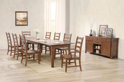 Amish Dining - 10-piece dining set - Rectangular extendable dining table with two armchairs and six dining chairs and server dining room setting DLU-BR134-AMSB10PC
