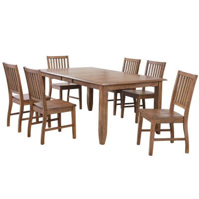 Amish Dining - 7-piece dining set - extendable dining table and six slat back chairs DLU-BR4272-C60-AM7PC