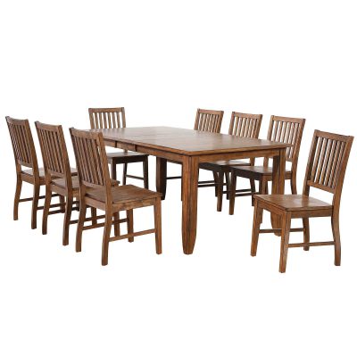 Amish Dining - 9-piece dining set - extendable dining table and eight slat back chairs DLU-BR4272-C60-AM9PC