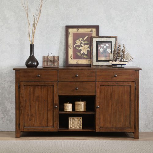 Amish Dining Collection - Sideboard server in dark-Oak finish in dining room setting DLU-BR-SB-AM