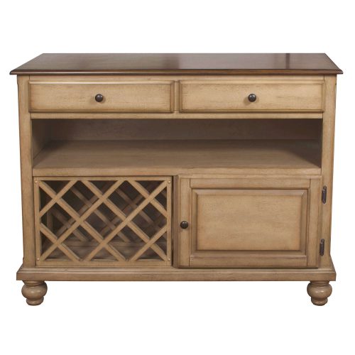 Amish Dining Collection - Sideboard server in light-Oak finish front view with wine rack DLU-BR-SER-PW