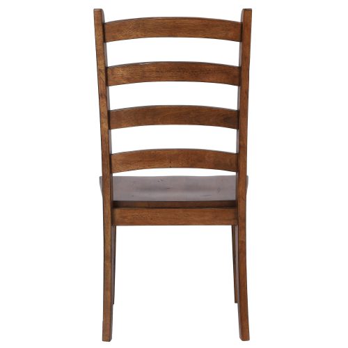 Amish Dining - Ladder back dining side chair finished in chestnut - back view DLU-BR-C80-AM-2