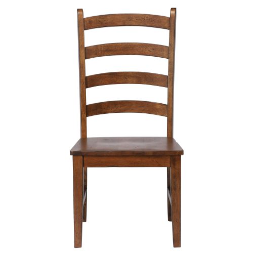 Amish Dining - Ladder back dining side chair finished in chestnut - front view DLU-BR-C80-AM-2