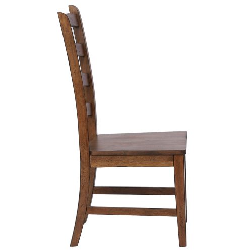 Amish Dining - Ladder back dining side chair finished in chestnut - side view DLU-BR-C80-AM-2