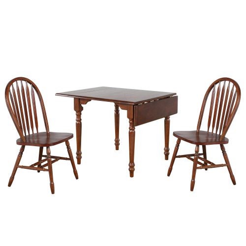 Andrews Dining - 3-piece dining set -Drop leaf dining table with two Arrow-back chairs finished in distressed chestnut DLU-ADW3448-820-CT3PC