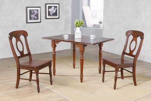Andrews Dining - 3-piece dining set -Drop leaf dining table with two Napoleon chairs finished a distressed chestnut dining room setting DLU-ADW3448-C50-CT3PC
