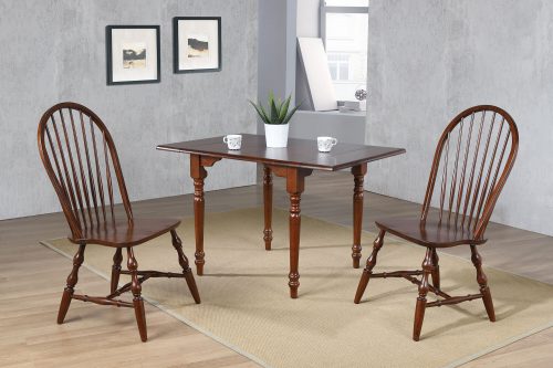 Andrews Dining - 3-piece dining set -Drop leaf dining table with two Spindleback chairs finished distressed chestnut dining room setting DLU-ADW3448-C30-CT3PC