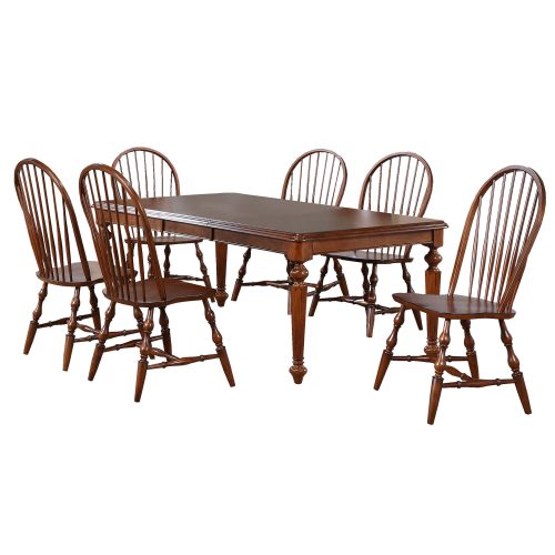 Andrews Dining - 7-piece dining set - Butterfly leaf dining table with six Windsor chairs finished in distressed chestnut DLU-ADW4276-C30-CT7PC