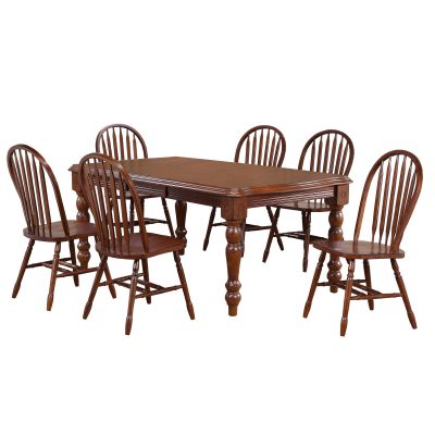 Andrews Dining 7-piece dining set - Extendable dining table with six Arrow-back chairs finished in distressed Chestnut DLU-SLT4272-820-CT7PC
